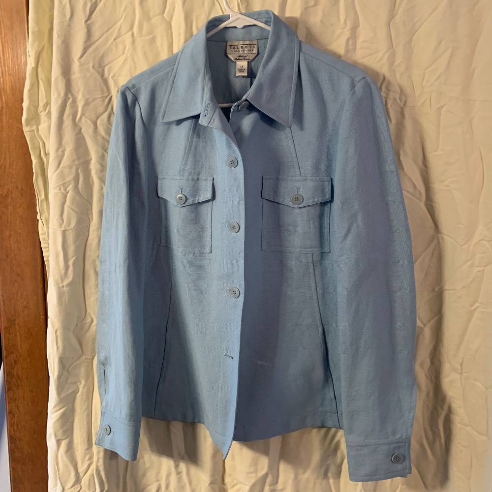 Talbots linen blue blazer - Picture 1 of 3